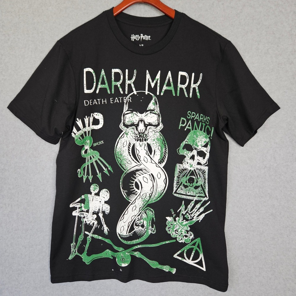 Harry Potter Dark Mark Death Eater Graphic T-Shirt Black Green Mens Large